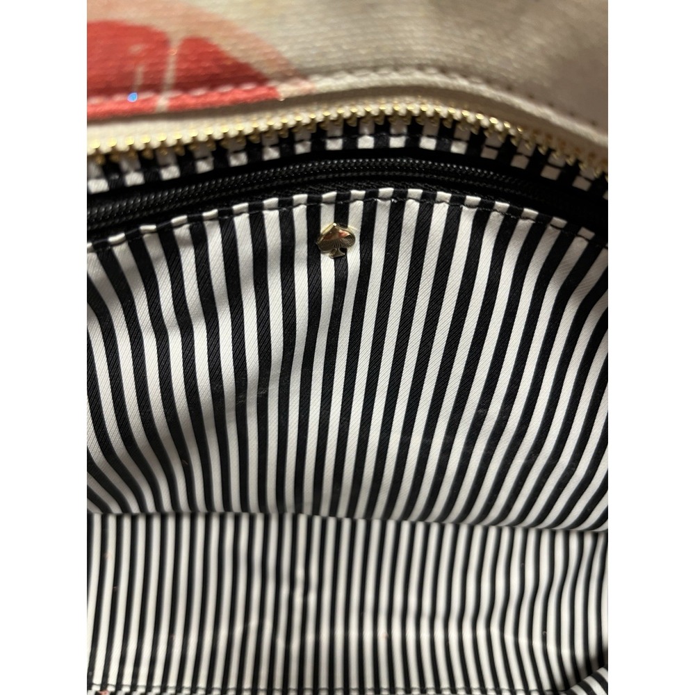 Kate Spade Flights Of Fancy Francis 'Pucker Up' Grapefruit Canvas Tote Purse Bag - Picture 6 of 11